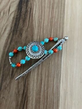Medium Lilla Rose Southwest Turquoise Coral Flexi Hair Clip